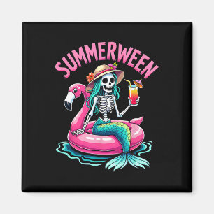 Summerween Meerjungfrau Skelett Strand Flamingo Ha Magnet
