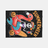 Summerween Mermaid Skeleton Beach Flamingo Hallowe Fleecedecke (Vorderseite (Horizontal))