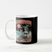 Summerween Mermaid Skeleton Beach Flamingo Hallowe Kaffeetasse (Links)