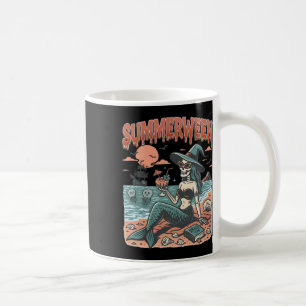 Summerween Mermaid Skeleton Beach Flamingo Hallowe Kaffeetasse