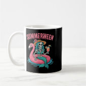 Summerween Mermaid Skeleton Beach Flamingo Hallowe Kaffeetasse (Links)