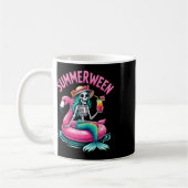Summerween Mermaid Skeleton Beach Flamingo Hallowe Kaffeetasse (Links)