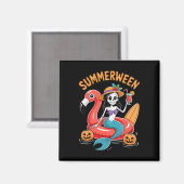 Summerween Mermaid Skeleton Beach Flamingo Hallowe Magnet (Vorderseite/Rückseite)