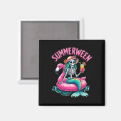 Summerween Mermaid Skeleton Beach Flamingo Hallowe Magnet (Vorderseite/Rückseite)