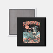 Summerween Mermaid Skeleton Beach Flamingo Hallowe Magnet (Vorderseite/Rückseite)