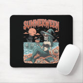 Summerween Mermaid Skeleton Beach Flamingo Hallowe Mousepad (Mit Mouse)