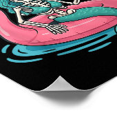 Summerween Mermaid Skeleton Beach Flamingo Hallowe Poster (Ecke)