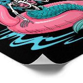 Summerween Mermaid Skeleton Beach Flamingo Hallowe Poster (Ecke)