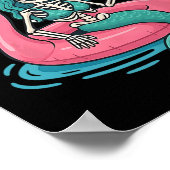 Summerween Mermaid Skeleton Beach Flamingo Hallowe Poster (Ecke)