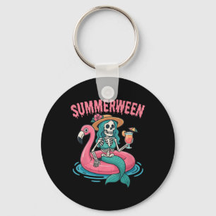 Summerween Mermaid Skeleton Beach Flamingo Hallowe Schlüsselanhänger