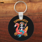 Summerween Mermaid Skeleton Beach Flamingo Hallowe Schlüsselanhänger (Vorderseite)