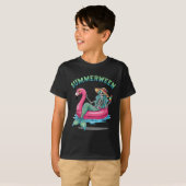 Summerween Mermaid Skeleton Flamingo Float Hallowe T-Shirt (Vorne ganz)