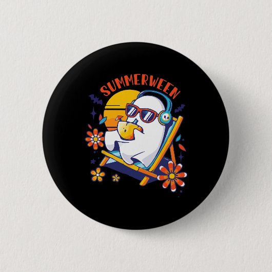 Summerween Niedlich Spooky Summer Ghost Halloween Button (Vorderseite)