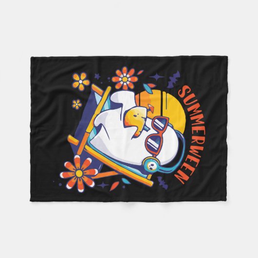 Summerween Niedlich Spooky Summer Ghost Halloween Fleecedecke (Vorderseite (Horizontal))