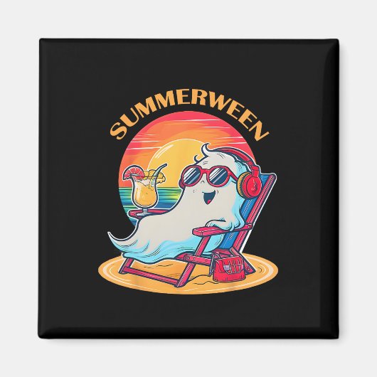 Summerween Niedlich Spooky Summer Ghost Halloween Magnet (Vorne)
