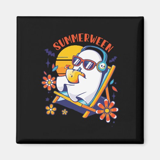Summerween Niedlich Spooky Summer Ghost Halloween Magnet (Vorne)
