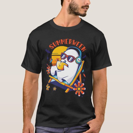 Summerween Niedlich Spooky Summer Ghost Halloween T-Shirt (Vorderseite)