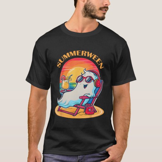 Summerween Niedlich Spooky Summer Ghost Halloween T-Shirt (Vorderseite)