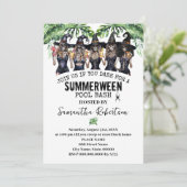 Summerween Party Hexen Girls Pool Bash Einladung (Stehend Vorderseite)