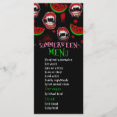 Summerween-Party Lustiges Vampir-Menü Menükarte (Vorderseite)