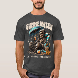Summerween Sensenmann-Skelett Sommer-Vibes Hallo T-Shirt