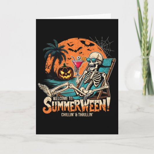 Summerween Skeleton Beach Halloween Tropical Art Karte (Vorderseite)