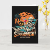 Summerween Skeleton Beach Halloween Tropical Art Karte (Gelbe Blume)