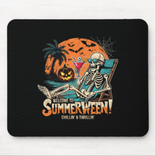 Summerween Skeleton Beach Halloween Tropical Art Mousepad