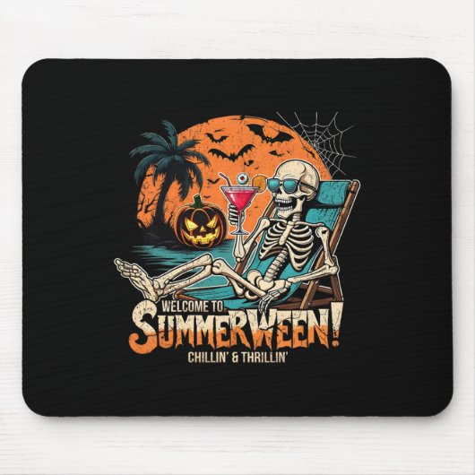Summerween Skeleton Beach Halloween Tropical Art Mousepad (Vorne)