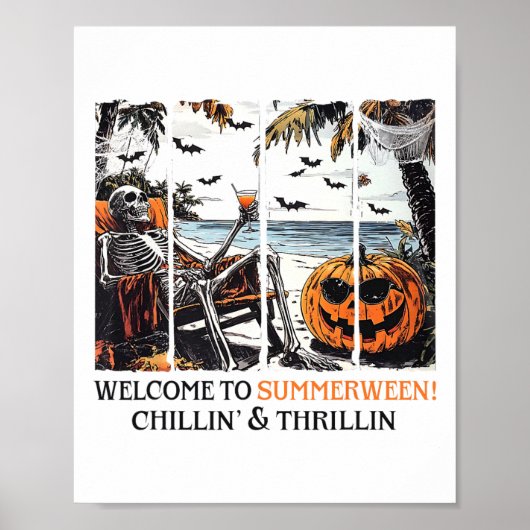 Summerween Skeleton Beach Party Halloween Summer V Poster (Vorne)