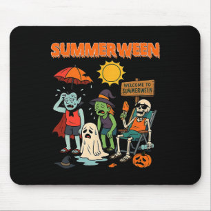 Summerween Skeleton Beach Party Halloween Vibes 1 Mousepad