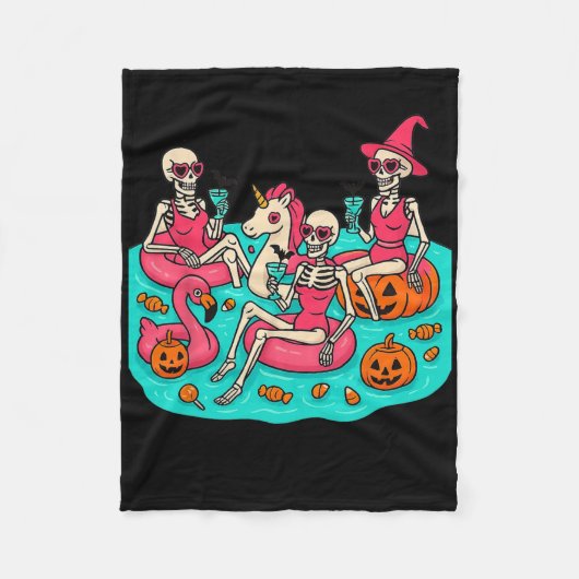 Summerween Skeleton Flamingo gerade für Hall Gewar Fleecedecke (Vorderseite)