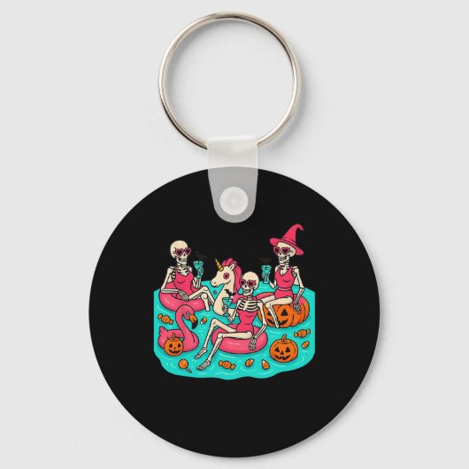Summerween Skeleton Flamingo gerade für Hall Gewar Schlüsselanhänger (Vorderseite)