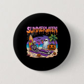 Summerween Skeleton Ghost Beach Funny Spooky Hallo Button (Vorderseite)