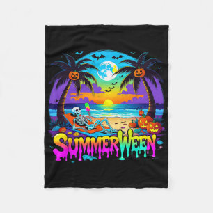 Summerween Skeleton Ghost Beach Funny Spooky Hallo Fleecedecke