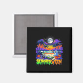 Summerween Skeleton Ghost Beach Funny Spooky Hallo Magnet (Vorderseite/Rückseite)