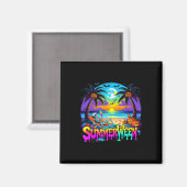 Summerween Skeleton Ghost Beach Funny Spooky Hallo Magnet (Vorderseite/Rückseite)