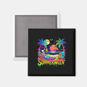 Summerween Skeleton Ghost Beach Funny Spooky Hallo Magnet (Vorderseite/Rückseite)
