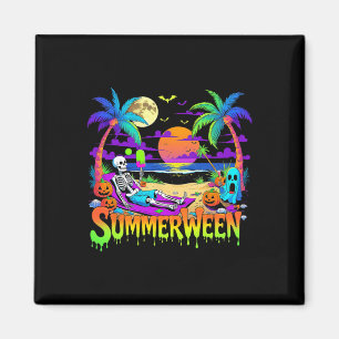 Summerween Skeleton Ghost Beach Funny Spooky Hallo Magnet