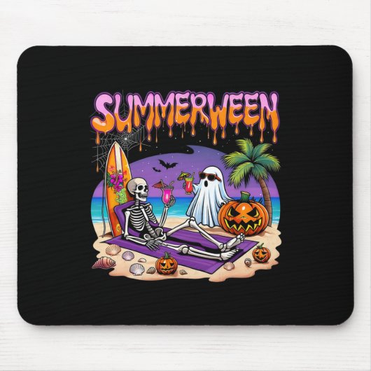 Summerween Skeleton Ghost Beach Funny Spooky Hallo Mousepad (Vorne)