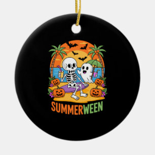 Summerween Skeleton Ghost Beach Halloween-Party Fu Keramik Ornament