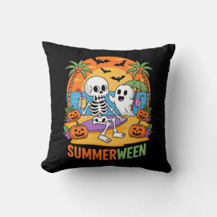 Summerween Skeleton Ghost Beach Halloween-Party Fu Kissen