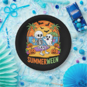 Summerween Skeleton Ghost Beach Halloween-Party Fu Pappteller (Party)