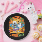 Summerween Skeleton Ghost Beach Halloween-Party Fu Pappteller (Party)
