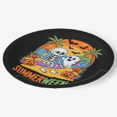 Summerween Skeleton Ghost Beach Halloween-Party Fu Pappteller (Schrägansicht)