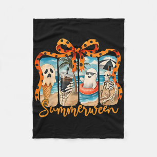 Summerween Skeleton Ghost Beach Party Halloween Vi Fleecedecke