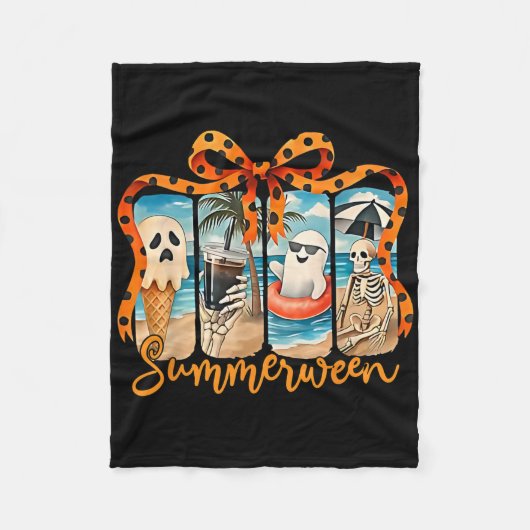 Summerween Skeleton Ghost Beach Party Halloween Vi Fleecedecke (Vorderseite)