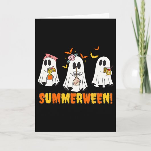 Summerween Skeleton Ghost Beach Party Halloween Vi Karte (Vorderseite)
