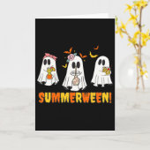 Summerween Skeleton Ghost Beach Party Halloween Vi Karte (Gelbe Blume)