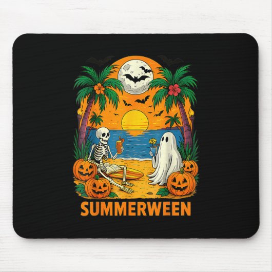 Summerween Skeleton Ghost Beach Party Halloween Vi Mousepad (Vorne)